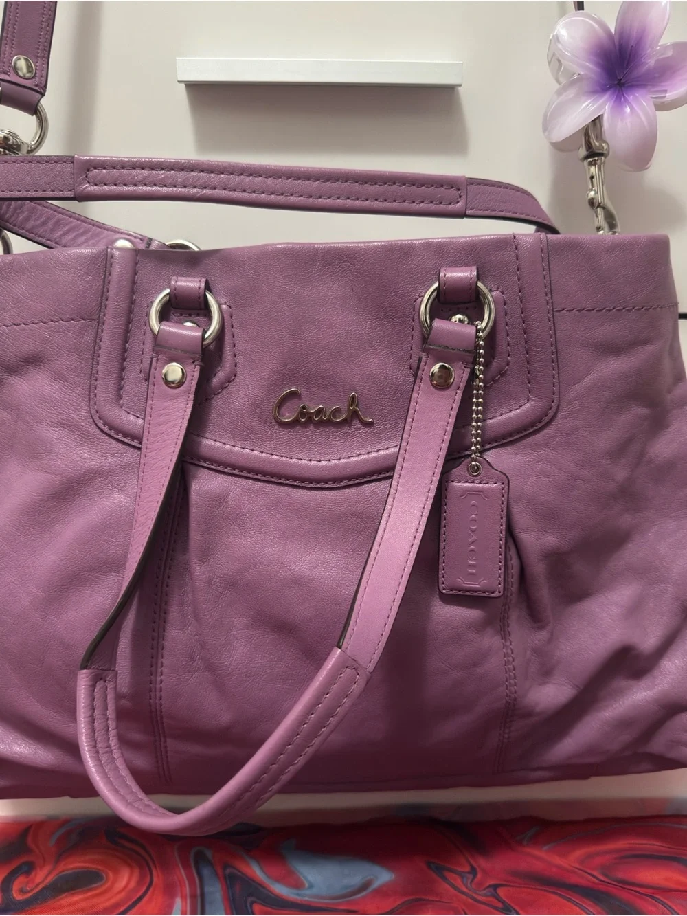 Vintage Y2K Coach Ashley Lavender Leather Satchel & Matching Wallet Bundle Set